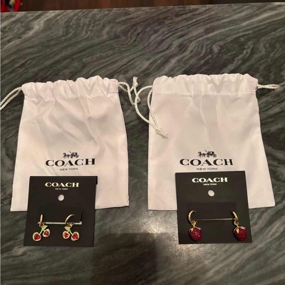 Coach Earrings Cherry 🍒 and Strawberry 🍓 bundle